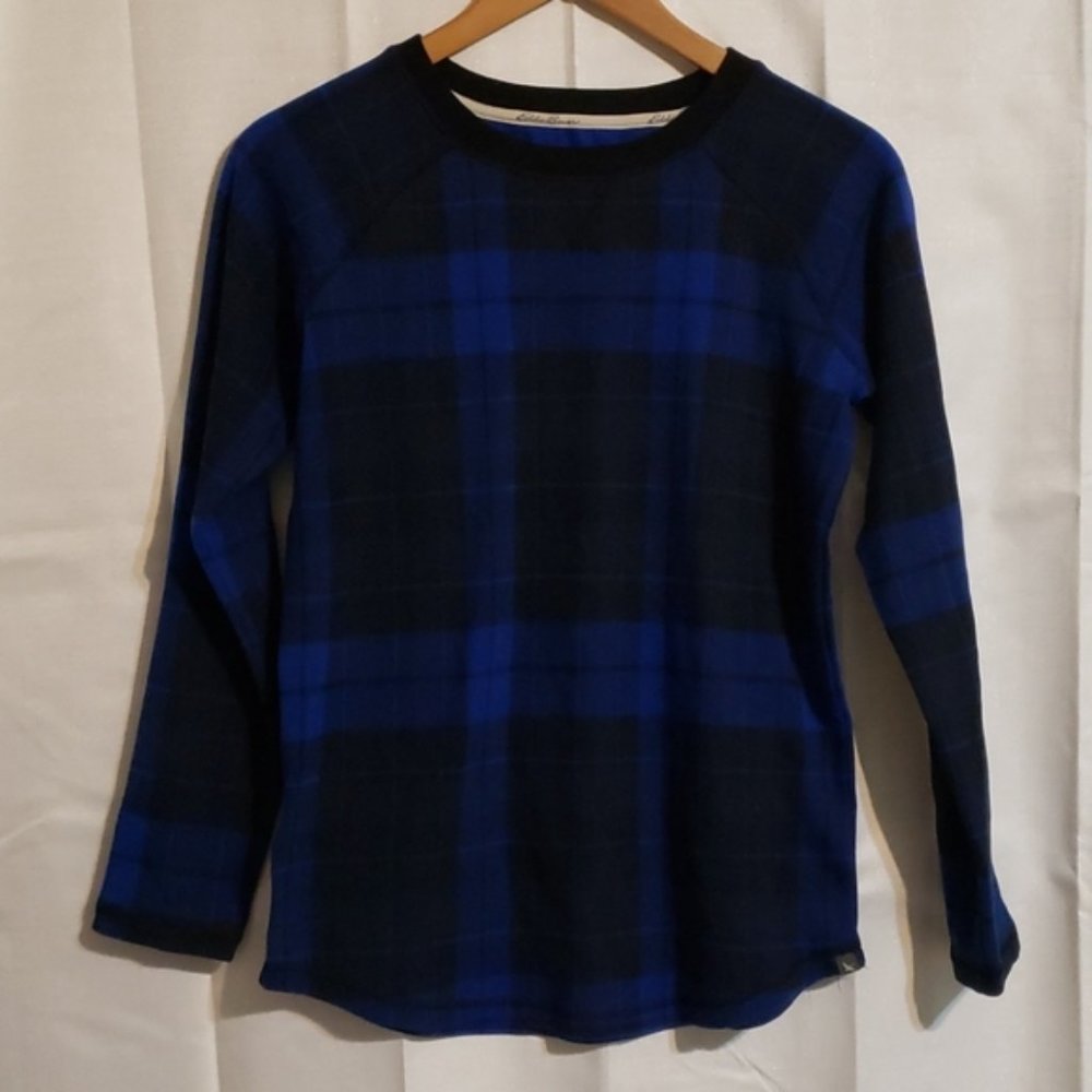 Eddie Bauer Legendwash Blue Plaid Pullover Size Extra Small